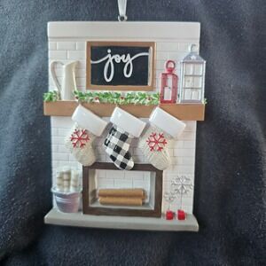 PolarX Fireplace Joy Christmas Ornament 3 Stockings Buffalo Plaid OR2030-3